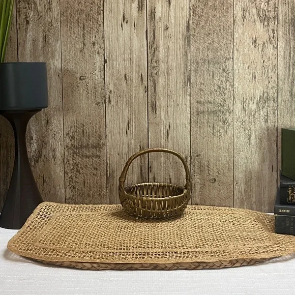 Vintage Mini Wicker Basket With Handle | Rustic Farmhouse Cottage Decor - Picture 2 of 5
